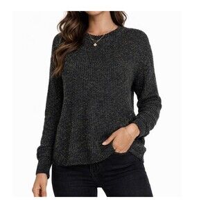 BP sweater Deep green and black two toned ribbed knitted long sleeve SZ M